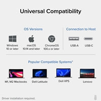 Plugable UD-6950H Universal Dual Monitor 4K USB-A/USB-C DisplayLink Certified Docking Station