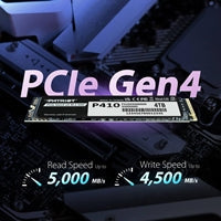 Patriot P410 (P410P1TBM28H) 1TB PCIe Gen4 x4 M.2 SSD , Read 5000MB/s, Write 4500MB/s, 5 Year Limited Warranty