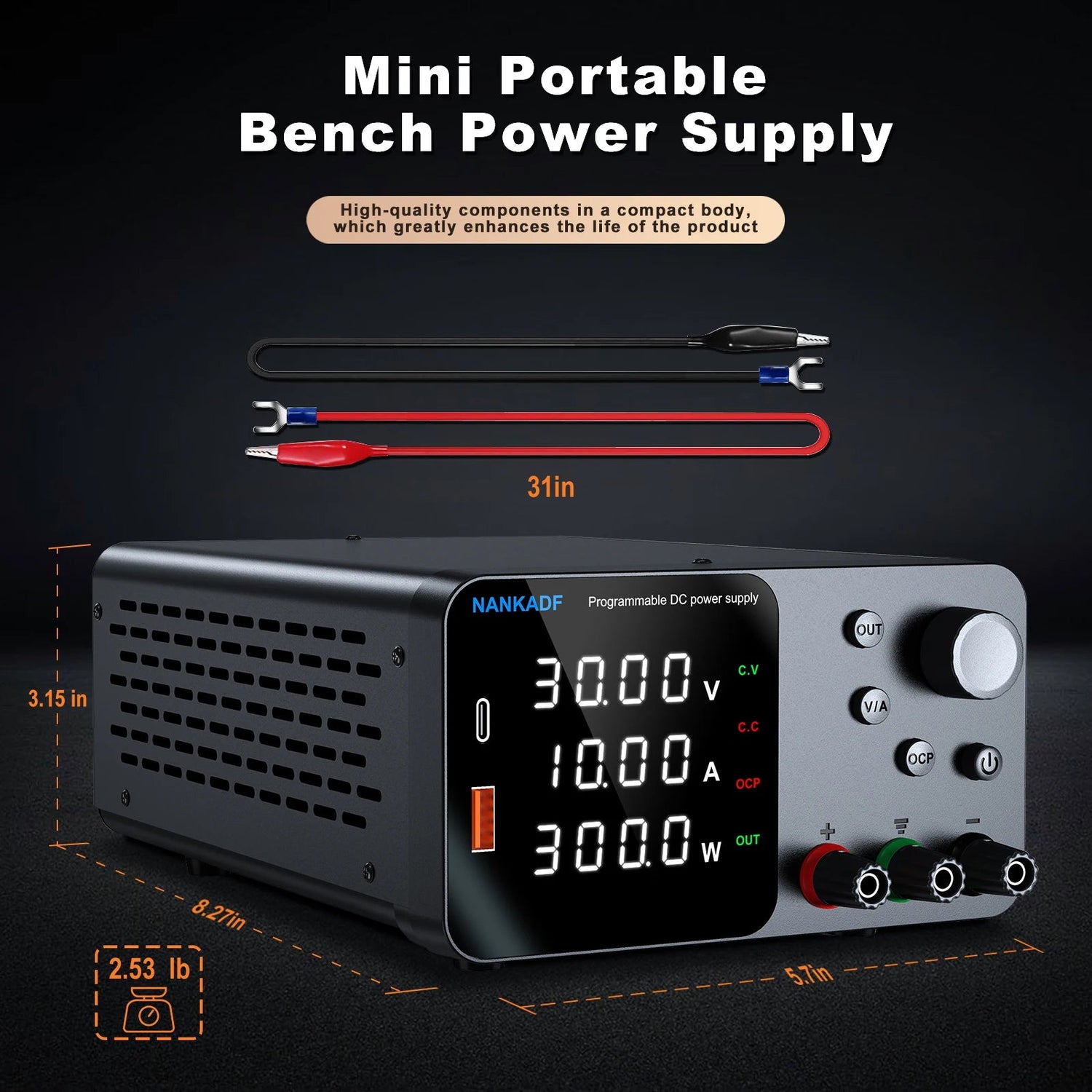 30V 10A Lab Adjustable DC Power Supply