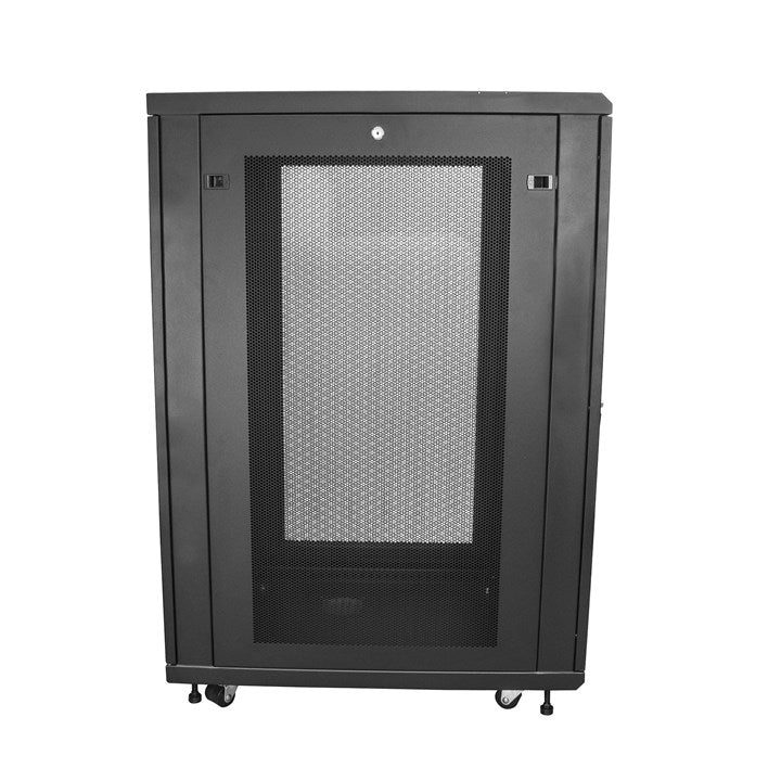 StarTech.com 4-Post 24U Server Rack Cabinet, Lockable 19 Data Rack Cabinet for Computer / AV / IT Equipment, Office / Home Network Rack with Casters & Adjustable Mounting Rails