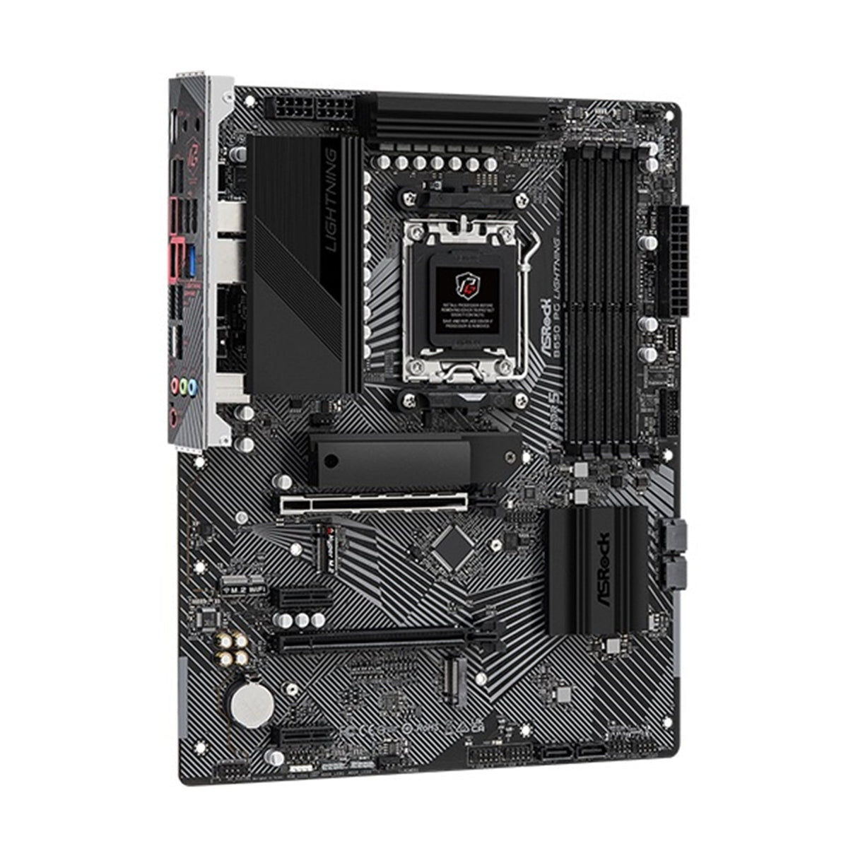 ASRock B650 PG Lightning AMD AM5 Socket Motherboard, ATX, 4x DDR5 Slots, 3x M.2 Sockets, Fitted I/O Shield, 2.5GbE LAN, 1x HDMI Port