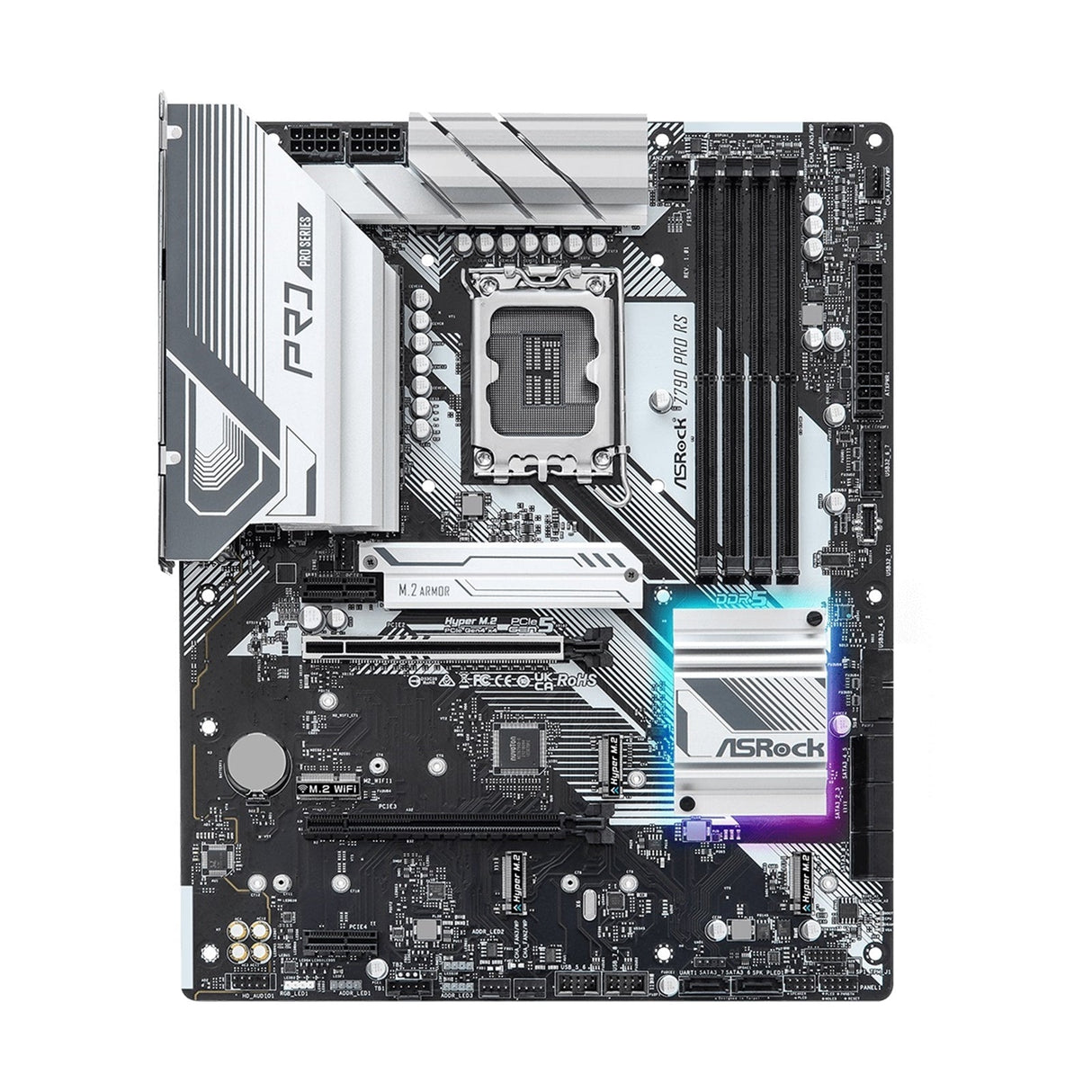 ASRock Z790 Pro RS Intel 1700 Socket Motherboard, ATX, 4x DDR5 Slots, 4x M.2 Sockets, Fitted I/O Shield, 2.5GbE LAN, 1x DisplayPort / 1x HDMI Port