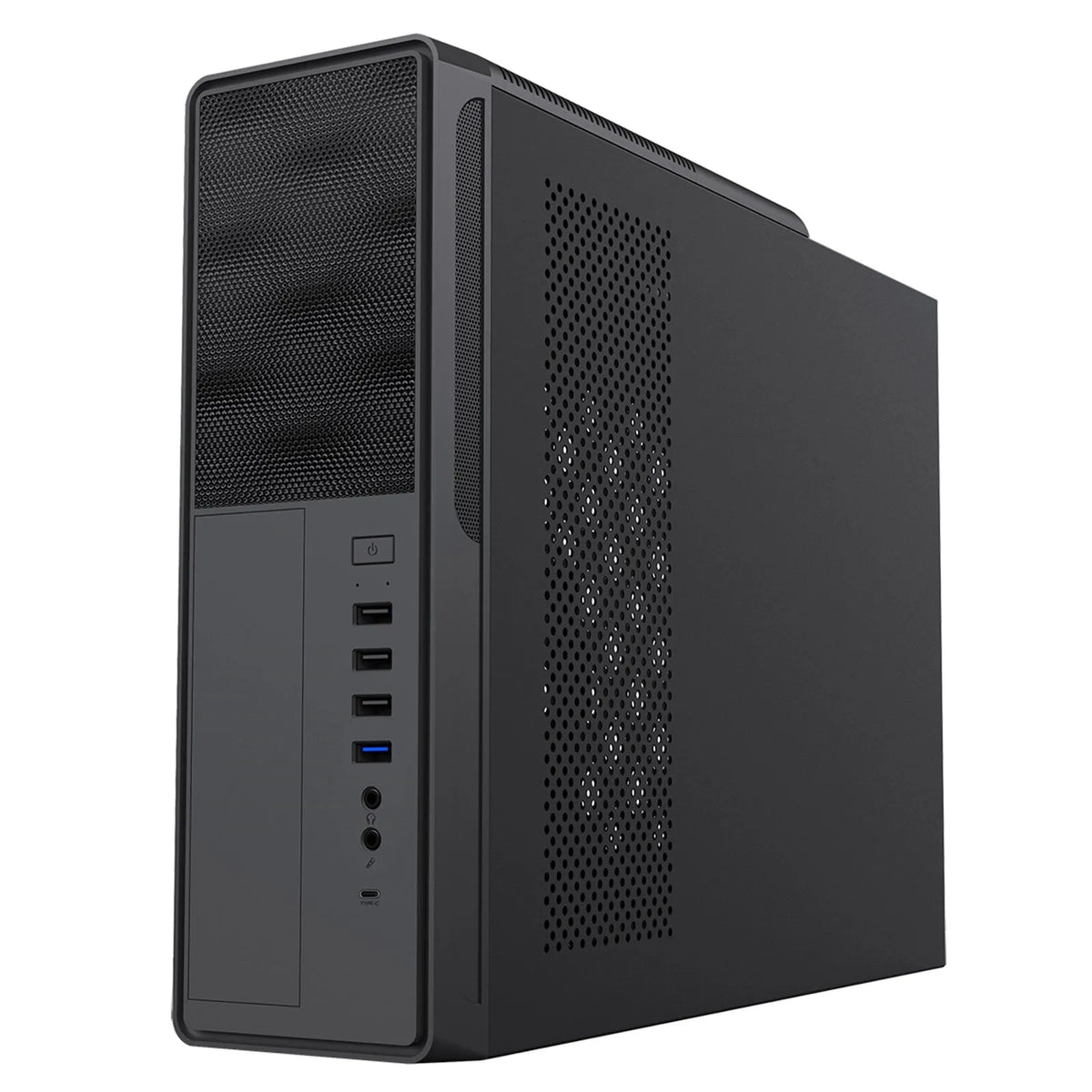 CiT S014C Black Slim Micro ATX/ITX Desktop Case with 300W Power Supply, USB 2.0, USB 3.0 Type-A & Type-C Ports