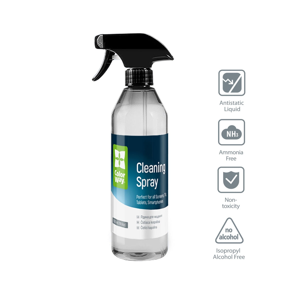 ColorWay Large Electronics Kit Includes 550ml Cleaning Liquid, 1 x Microfiber Cloth & 1 x Glass Cloth