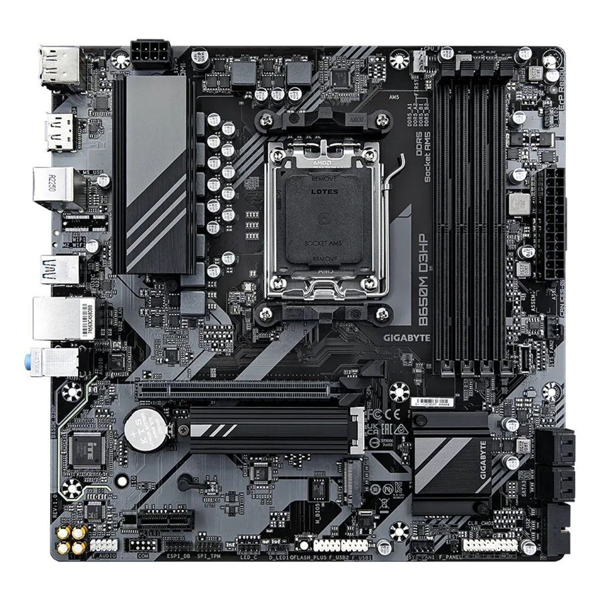 Gigabyte B650M D3HP Ultra Durable AMD AM5 Socket Motherboard, Micro-ATX, 4x DDR5 Slots, 2x M.2 Sockets, 2.5GbE LAN, 2x DisplayPorts / 1x HDMI Port