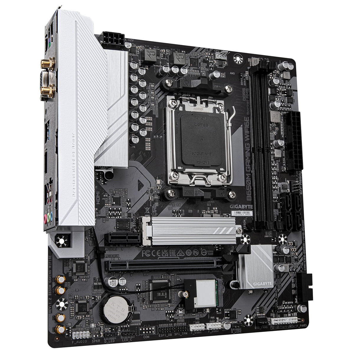 Gigabyte B650M GAMING WIFI6E (rev. 1.2) AMD AM5 Socket Motherboard, 2x DDR5 DIMM Slots, 1x M.2 Sockets, 2.5GbE LAN, Wi-Fi 6E, 1x D-Sub / 1x HDMI Port