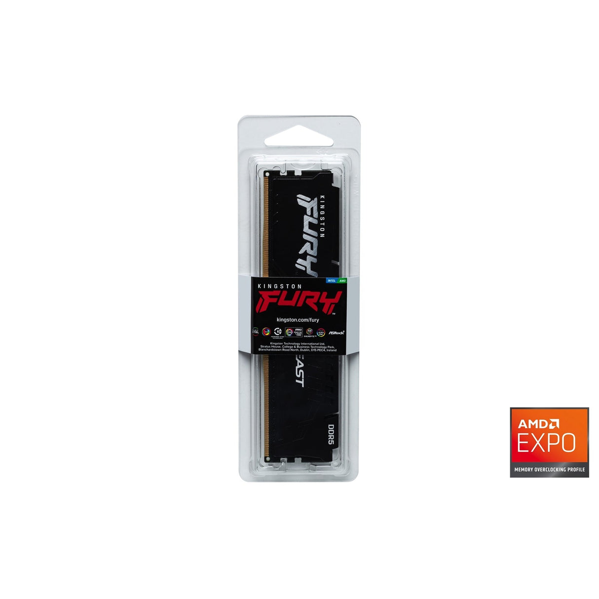 Kingston FURY Beast KF556C36BBE-16 16GB (1x 16GB) DIMM System Memory, 5600MHz, DDR5, CL36, Black, Intel XMP, AMD EXPO