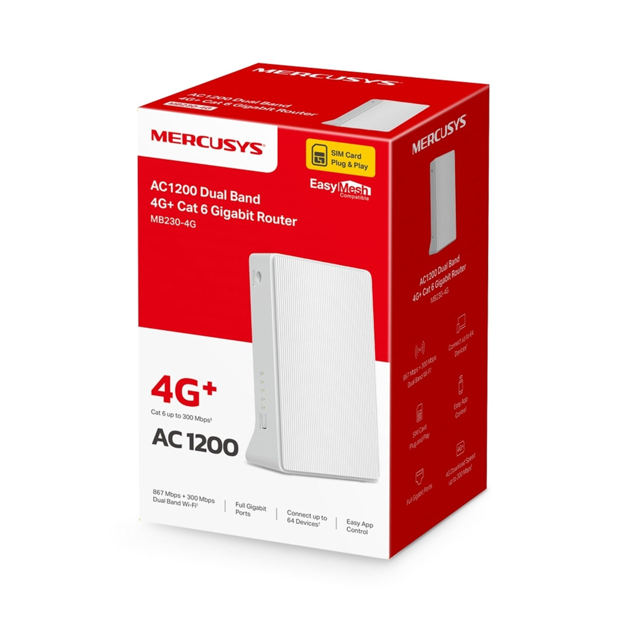 Mercusys MB230-4G 4G+ Cat6 AC1200 Wireless Dual Band Gigabit Router