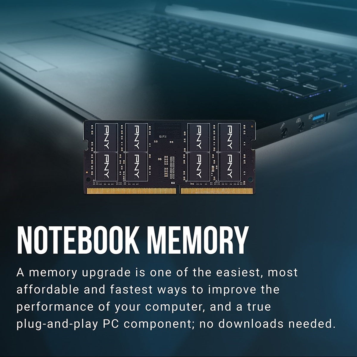 PNY Performance MN16GSD43200-SI 16GB (1x 16GB) SODIMM System Memory, 3200MHz, DDR4, CL22