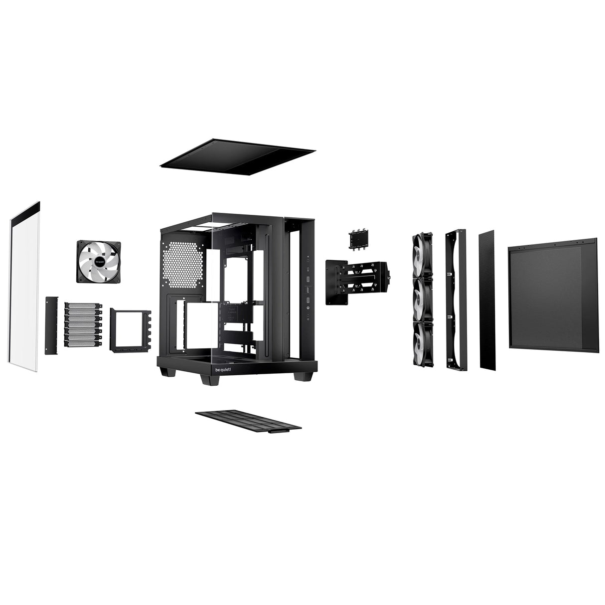 be quiet! Light Base 500 LX BGW85 Mid-Tower Case, Tempered Glass, 4 x ARGB Light Wings LX Fans, High Airflow ATX Case, USB-C 10Gbps, 400mm GPU Support, Vertical GPU Mount, Black