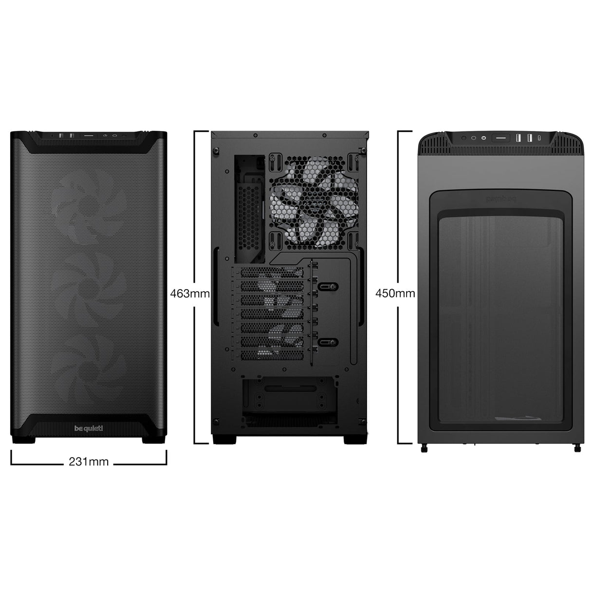 be quiet! Pure Base 501 LX Airflow Window Black ATX Mid Tower Case with USB-A, USB-C, 4 x Light Wings LX Black ARGB PWM Fans