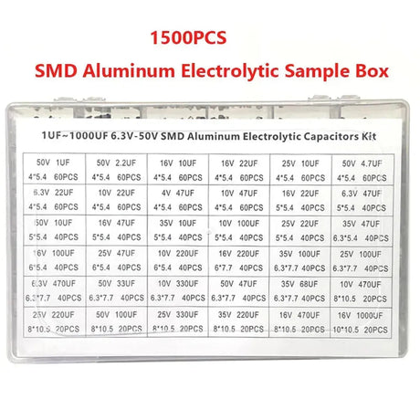 1500PCS SMD Chip Aluminium Electrolytic Capacitor Kit