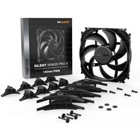 be quiet! Silent Wings Pro 4 PWM Black Fan, 140mm, 2400RPM, 4-Pin PWM Fan Connector, Black Frame, Black Blades, Optimized Fan Blades for the Highest Performance for Radiators & Heat Sinks, 3 Mounting Options, 3 Speed Switch