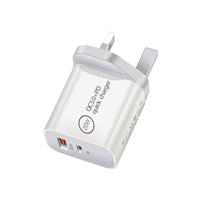 Prevo QC70 20W USB Type-C & USB Type-A Fast Charge Mains Charger with QC 3.0 for Laptops, Ultrabooks, Chromebooks, iPads, MacBooks, Smartphones, Tablets, Mobile Devices, Action Cameras, DSLRs