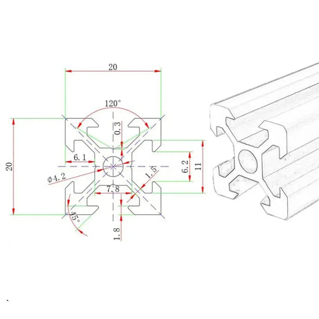 2020 V-slot Aluminium Extrusion