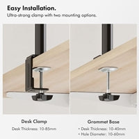 VonHaus Dual Monitor Stand for 13-32 Inch Screens, Twin Monitor Mount with Desk Clamp, Height Adjustable, Easy Assemble Stand with Full Tilt, Rotation & Swivel Arms, VESA 75x75 & 100x100mm