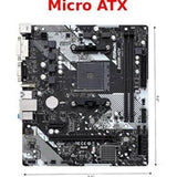 ASRock B450M-HDV R4.0 Super Alloy AMD AM4 Socket Motherboard, Micro-ATX, 2x DDR4 Slots, 1x M.2 Socket, GbE LAN, 1x D-Sub / 1x DVI-D / 1x HDMI Port