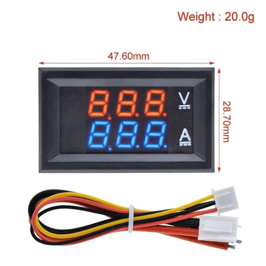 Digital LED 100V voltmätare, 10A amperemeter, panelmonterad volt amperemätare