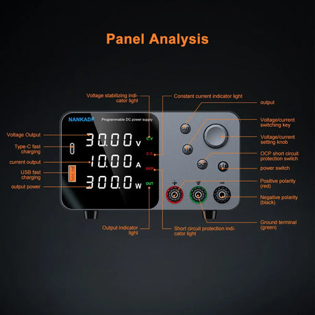 30V 10A Lab Adjustable DC Power Supply