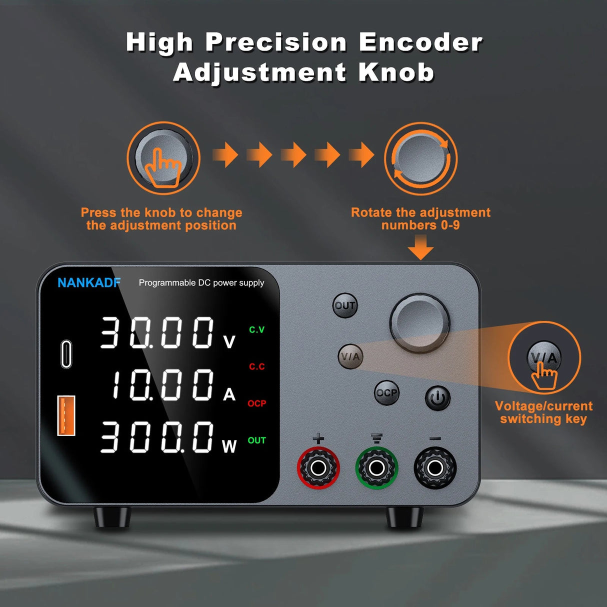 30V 10A Lab Adjustable DC Power Supply