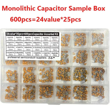 600pcs Monolithic Capacitor Kit 24value