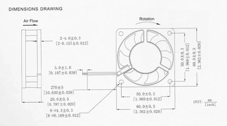 60x60x20 24v DC Fan 1 2