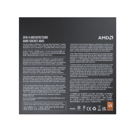 AMD Ryzen 9 7900 with Radeon Graphics, 12 Core Processor, 24 Threads, 3.7GHz up to 5.4GHz Boost, 76MB Cache, 65W, Wraith Prism LED Cooler, Radeon Graphics