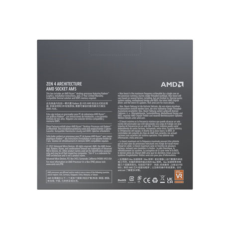 AMD Ryzen 9 7900X with Radeon Graphics, 12 Core Processor, 24 Threads, 4.7GHz up to 5.6GHz Boost, 76MB Cache, 170W, No Fan, Radeon Graphics