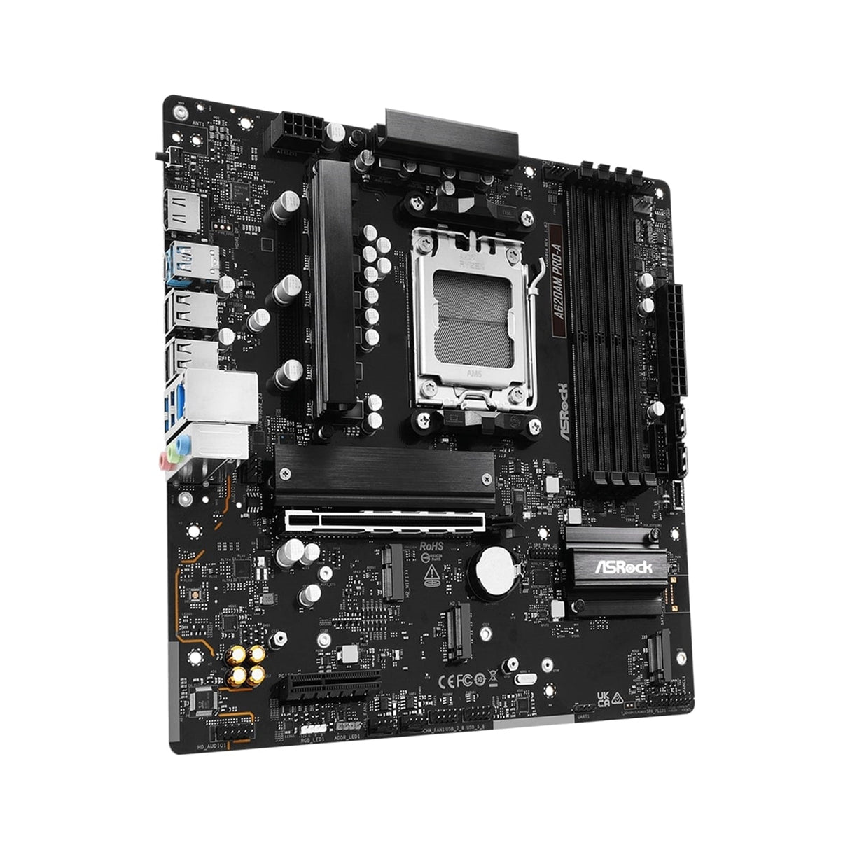 ASRock A620AM PRO-A AMD Socket AM5 Motherboard, 4x DDR5 Slots, 3x M.2 Socket, 2.5GbE LAN, 1x HDMI Port