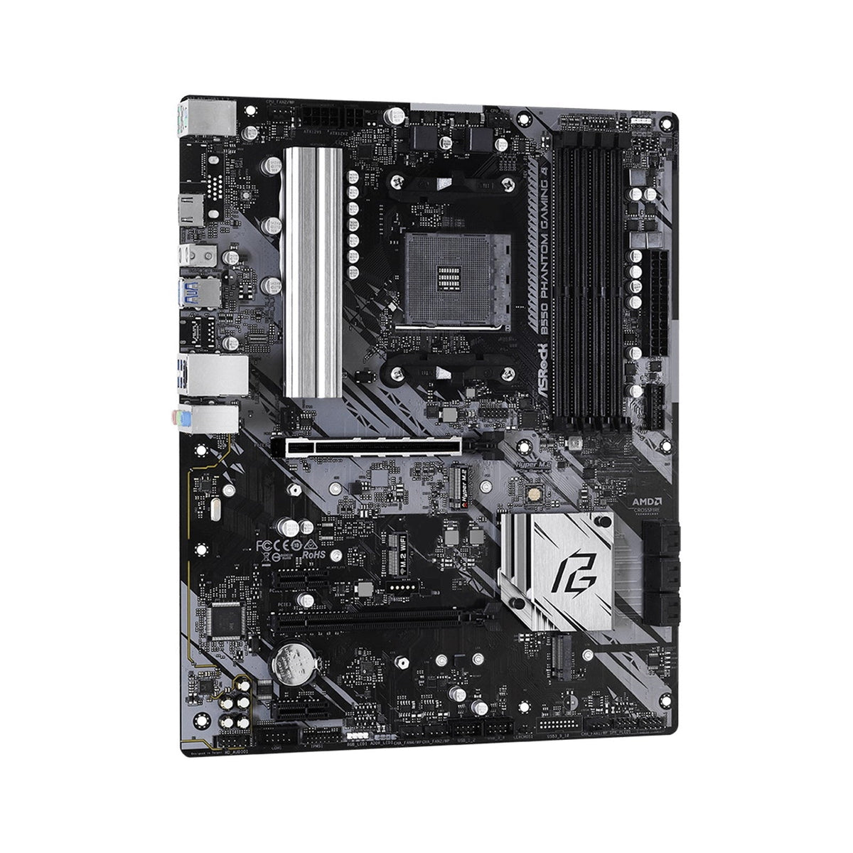 ASRock B550 Phantom Gaming 4 Super Alloy AMD AM4 Socket Motherboard, ATX, 4x DDR4 Slots, 2x M.2 Sockets, GbE LAN, 1x HDMI Port