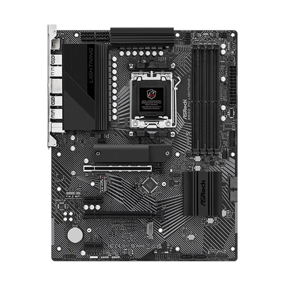 ASRock B650 PG Lightning AMD AM5 Socket Motherboard, ATX, 4x DDR5 Slots, 3x M.2 Sockets, Fitted I/O Shield, 2.5GbE LAN, 1x HDMI Port