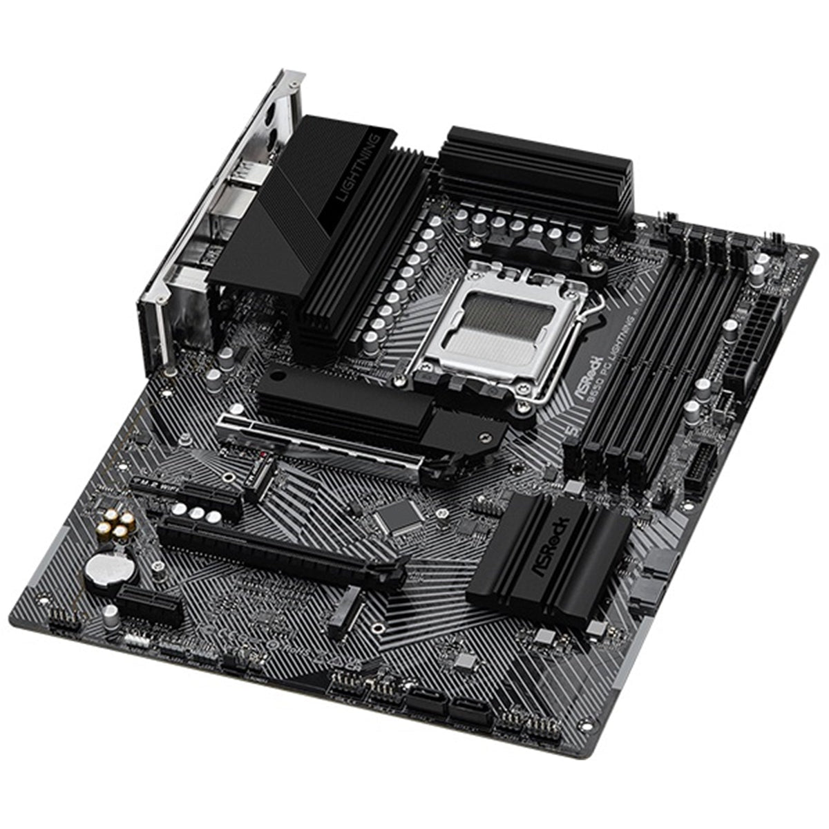 ASRock B650 PG Lightning AMD AM5 Socket Motherboard, ATX, 4x DDR5 Slots, 3x M.2 Sockets, Fitted I/O Shield, 2.5GbE LAN, 1x HDMI Port