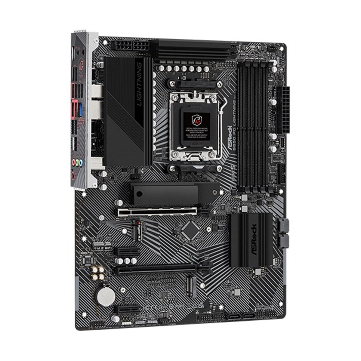 ASRock B650 PG Lightning AMD AM5 Socket Motherboard, ATX, 4x DDR5 Slots, 3x M.2 Sockets, Fitted I/O Shield, 2.5GbE LAN, 1x HDMI Port