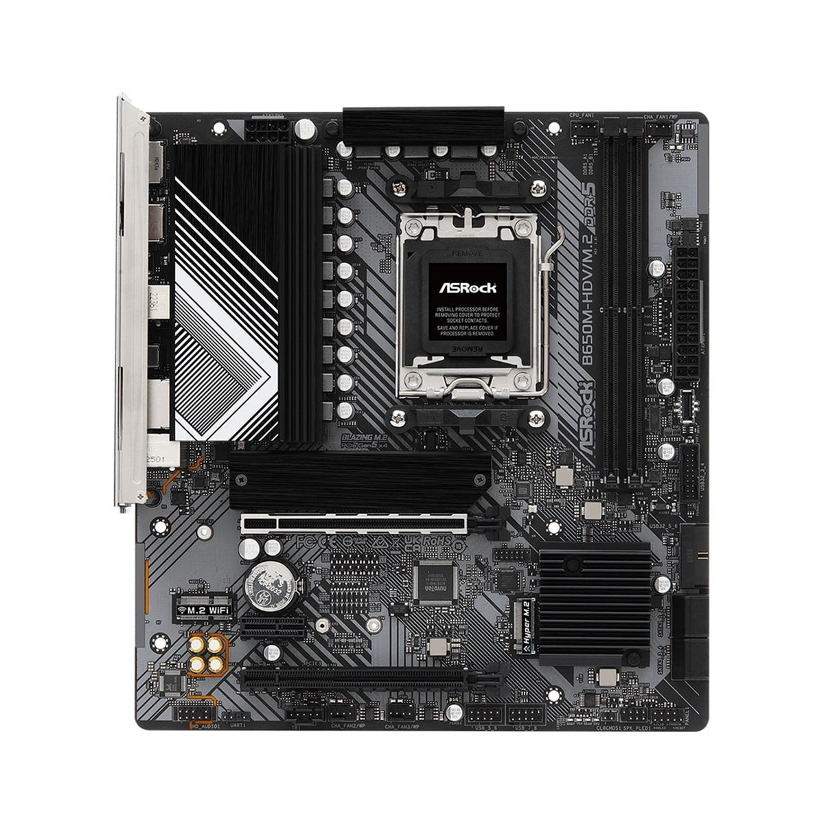 ASRock B650M-HDV/M.2 AMD AM5 Socket Motherboard, Micro-ATX, 2x DDR5 Slots, 2x M.2 Sockets, Fitted I/O Shield, 2.5GbE LAN, 1x DisplayPort / 1x HDMI Port