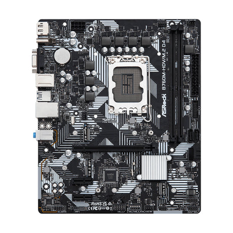 ASRock B760M-HDV/M.2 D4 Intel 1700 Socket Motherboard, Micro-ATX, 2x DDR4 Slots, 2x M.2 Sockets, GbE LAN, 1x D-Sub / 1x DisplayPort / 1x HDMI Port