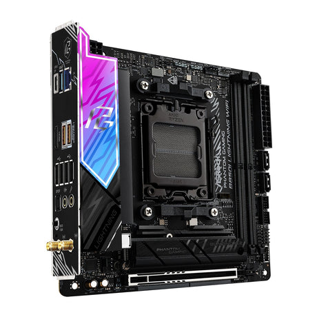 ASRock B850I Lightning WiFi PHANTOM GAMING AMD AM5 Socket Motherboard, Mini-ITX, 2x DDR5 Slots, 2x M.2 Sockets, Fitted I/O Shield, 2.5GbE LAN, Wi-Fi 6E, 1x HDMI Port / 1x USB-C