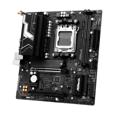 ASRock B850M-X WiFi R2.0 AMD AM5 Socket Motherboard, Micro-ATX, 2x DDR5 Slots, 2x M.2 Sockets, 2.5GbE LAN, Wi-Fi 6E, 1x DisplayPort / 1x HDMI Port
