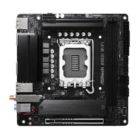 ASRock B860I WiFi Intel 1851 Socket Motherboard, Mini-ITX, 2x DDR5 Slots, 2x M.2 Socket, 2.5GbE + 1GbE LAN, Wi-Fi 6E, 1x DisplayPort / 1x HDMI Port