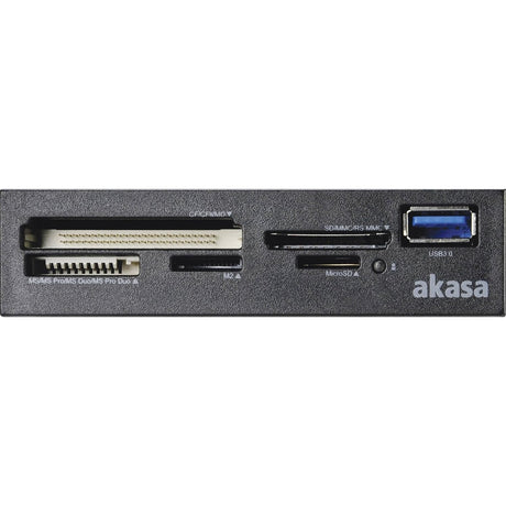 Akasa USB 3.0 Multi Card Reader, Supports CF/MS/SD/MicroSD UHS-II Cards, 3.5", Internal USB 3.0 Connector, Black, for PC