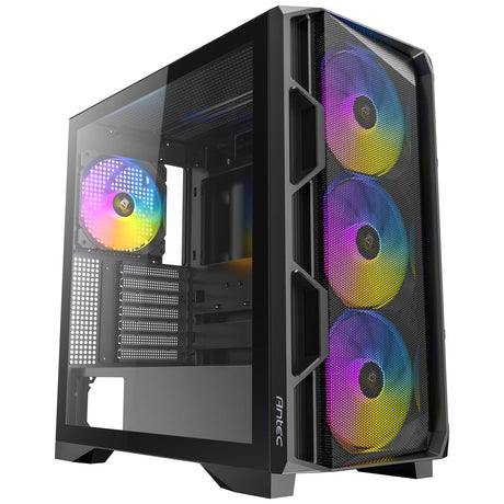 Antec AX1000 ARGB Mid-Tower Gaming PC Case, Full Mesh Front, Tempered Glass, Steel/Plastic, 4 x 120mm ARGB Fans, E-ATX, ATX/Micro-ATX/ITX Compatible