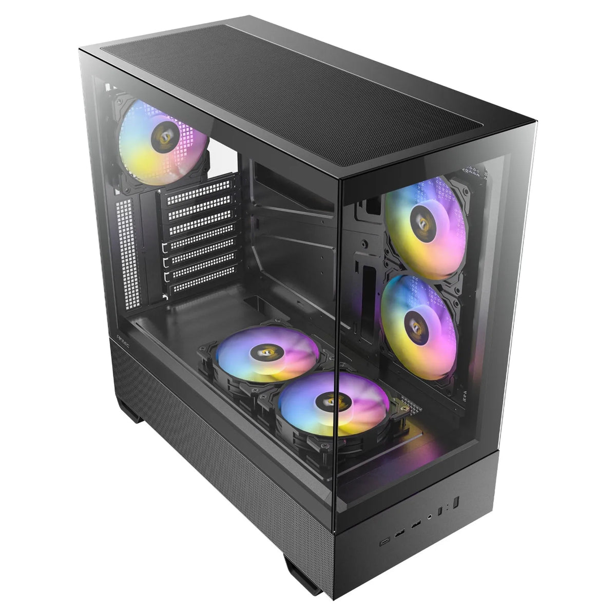 Antec CX705 ARGB Gaming PC Case Mid Tower, 270° Tempered Glass, RGB Fans, ATX/Micro-ATX/ITX Compatible, USB-C, High Airflow, Black