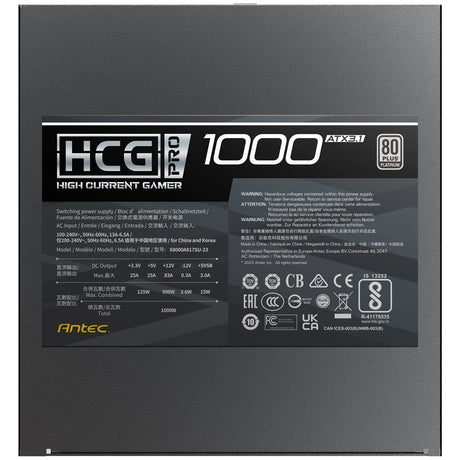 Antec HCG1000 PRO Platinum ATX 3.1 Power Supply - 1000W, Fully Modular, 80 PLUS Platinum Certified, Silent Fan, High-Performance Gaming PSU