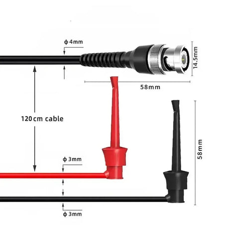 BNC Male To Dual Test Hooks Clips