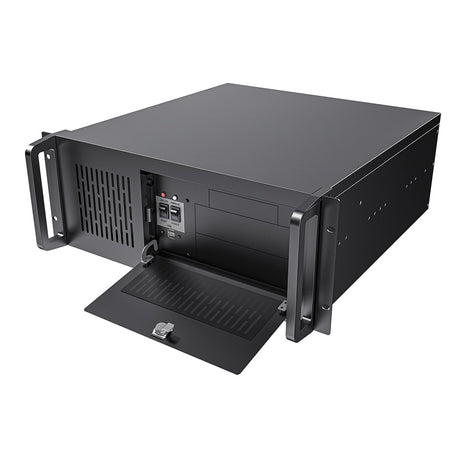 CiT 4U Rackmount Server Case 500mm, Heavy-Duty Industrial Chassis with Lockable Front Door, Supports ATX/mATX, 8x Internal HDD Bays for Massive Storage, Black