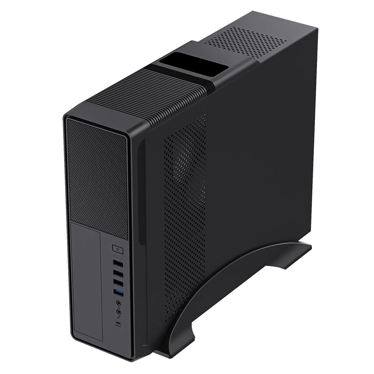 CiT S014C Black Slim Micro ATX/ITX Desktop Case with 300W Power Supply, USB 2.0, USB 3.0 Type-A & Type-C Ports
