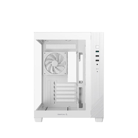 DeepCool CG330 3F ARGB Dual-Chamber Micro-ATX Tower Case, Tempered Glass Panels, 3 x 120mm ARGB Fans, USB 3.0, ITX/Micro-ATX, White