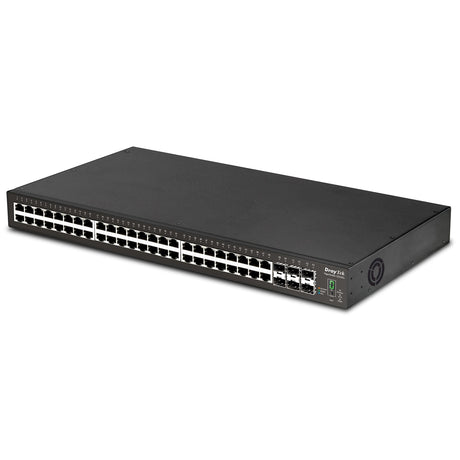 Draytek VSP2542X-K 54 Port switch with 48 PoE+ RJ-45 LAN ports, 6 10Gbpe SFP+, 400W PoE budget, and L2+ management, 2 Year Warranty