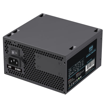 EVO LABS BR600-12BL 600W PSU,120mm Black Silent Fan with Improved Ventilation, Non Modular, High-Efficiency, PFC Certified, CE Compliant, Retail Packaged
