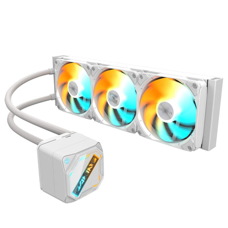 GIGABYTE GP-GIGABYTE Gaming ICE 360 All-in-One Liquid CPU Cooler – 360mm Radiator, ARGB Lighting, Teflon Tubing, and Magnetic Rotating Cover