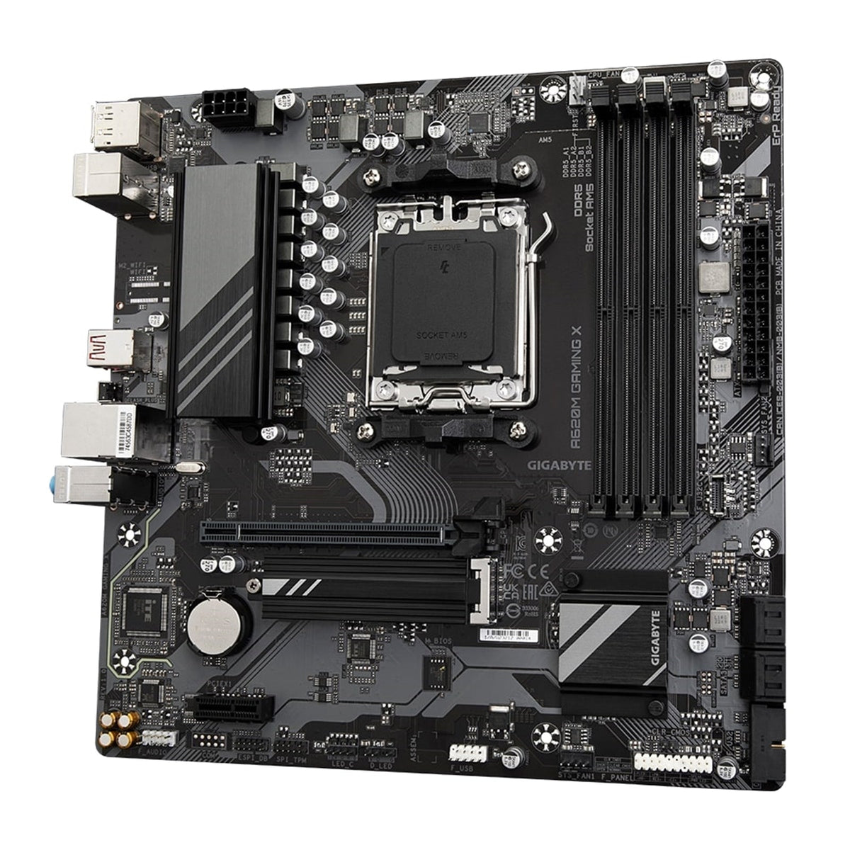 Gigabyte A620M GAMING X AMD AM5 Socket Motherboard, Micro-ATX, 4x DDR5 Slots, 1x M.2 Socket, GbE LAN, 1x DisplayPort / 1x HDMI Port
